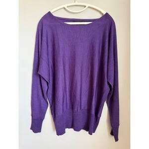 The Limited Purple Oversized Ballet Neck Sweater Wool Blend XL